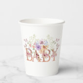 Blumenrosa Glitzer Baby Monogram Babydusche Pappbecher (Rückseite)