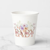 Blumenrosa Glitzer Baby Monogram Babydusche Pappbecher (Vorderseite)