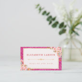 Blumenrosa Glitzer Makeup Artist Beauty Visitenkarte (Stehend Vorderseite)