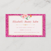Blumenrosa Glitzer Makeup Artist Beauty Visitenkarte (Rückseite)