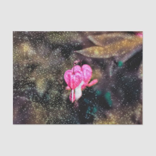 Blumenrosa Glitzer Textur Bluten Herz Seidenpapier (Vorderseite)