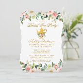 Blumenrosa Gold Brautparty Tee Party Einladung B (Stehend Vorderseite)