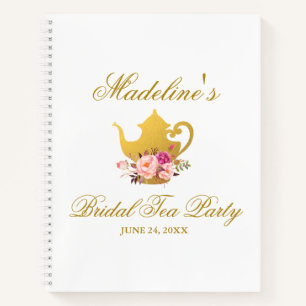 Blumenrosa Gold Brautparty Tee Party Geschenkliste Notizblock
