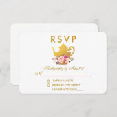 Blumenrosa Gold Brautparty Tee Party UAWG RSVP Karte (Vorne/Hinten)