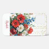 Blumenrosa-Gold-Glitzer-Wildblumen Case-Mate iPhone Hülle (Rückseite (Horizontal))