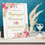 Blumenrosa-Goldhochzeit-Zeremonie entfällt Fotoplatte<br><div class="desc">Wasserfarbe Rosa Blush Gold Hochzeitsfeier Ungestopfte Tafeldecke</div>