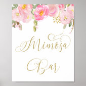 Blumenrosa Goldkalligrafie Mimosa Bar Sign Poster (Vorne)