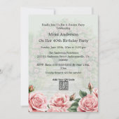Blumenrosa/Grüne Gartenanlage Party Einladung zum (Vorderseite)