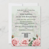 Blumenrosa/Grüne Gartenanlage Party Einladung zum (Vorderseite)