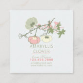 Blumenrosa Grünes graues Muster Quadratische Visitenkarte (Rückseite)