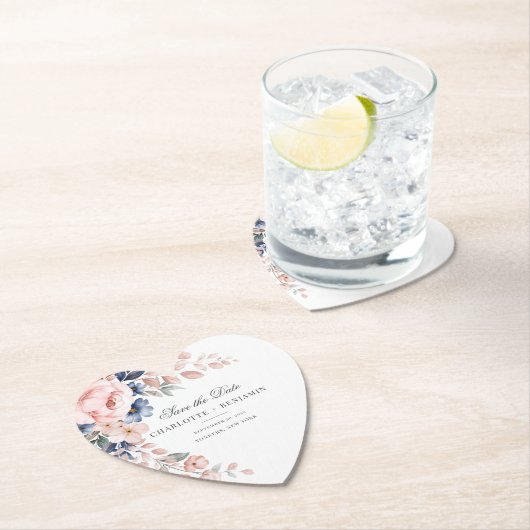 Blumenrosa Grünschrift Save the Date Hochzeit Untersetzer (Vor Ort)