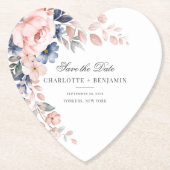 Blumenrosa Grünschrift Save the Date Hochzeit Untersetzer (Vorderseite)