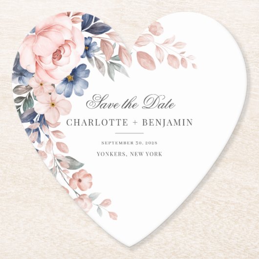 Blumenrosa Grünschrift Save the Date Hochzeit Untersetzer (Vorderseite)