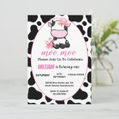 Blumenrosa Heilige Kuh 1. Geburtstag Einladung (Stehend Vorderseite)