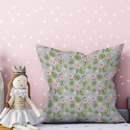 Blumenrosa, hellgraues Kissen