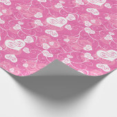 Blumenrosa Herz Geschenkpapier (Ecke)