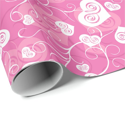 Blumenrosa Herz Geschenkpapier (Rolleneckpunkt)