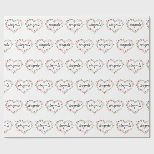 Blumenrosa Herzkranz-Glückwunsch Geschenkpapier (Flach)