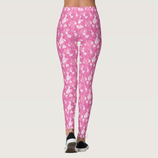 Blumenrosa Herzmuster Leggings (Rückseite)