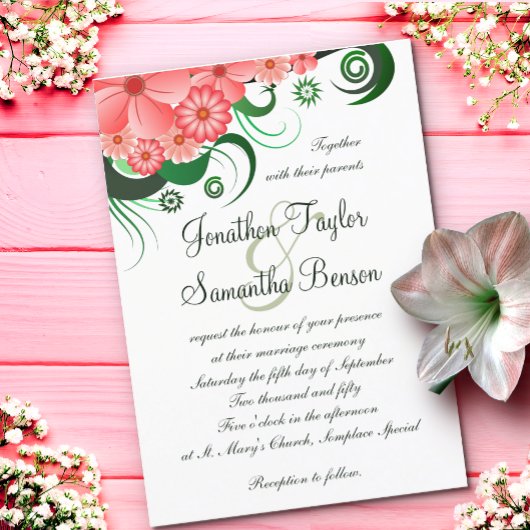 Blumenrosa Hibiskus 5" x 7" Einladungen für Hochze