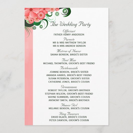 Blumenrosa Hibiskus Hochzeitsprogramme Vorlagen (Rückseite)