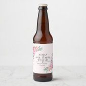 Blumenrosa Hochzeit Bierflaschenetikett (Vorderseite)