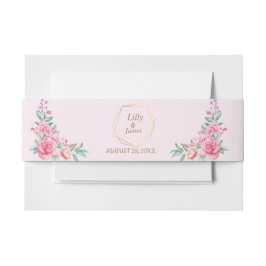 Blumenrosa Hochzeit Einladungsbanderole