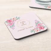 Blumenrosa Hochzeit Getränkeuntersetzer (Linke Seite)