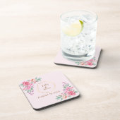 Blumenrosa Hochzeit Getränkeuntersetzer (Rechte Seite)