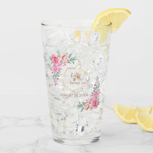 Blumenrosa Hochzeit Glas (Rückseite Ice)