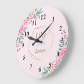 Blumenrosa Hochzeit Große Wanduhr (Winkel)