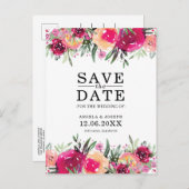 Blumenrosa Hochzeit im Wasser Das Datum speichern Ankündigungspostkarte (Vorne/Hinten)