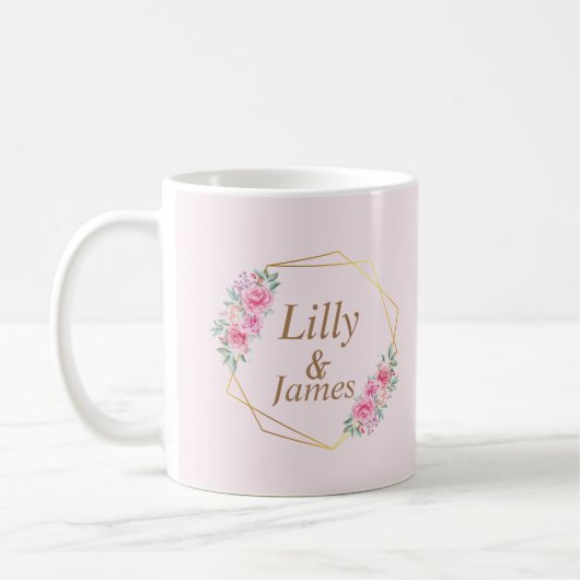 Blumenrosa Hochzeit Kaffeetasse (Links)