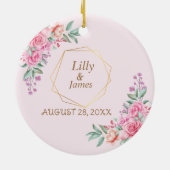 Blumenrosa Hochzeit Keramik Ornament (Hinten)