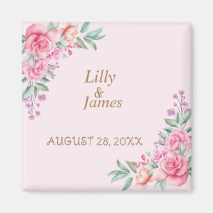 Blumenrosa Hochzeit Magnet
