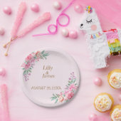 Blumenrosa Hochzeit Pappteller (Party)