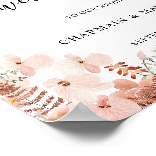 Blumenrosa Hochzeit Poster (Ecke)