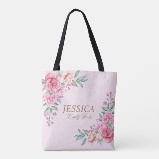 Blumenrosa Hochzeit Tasche (Rückseite)