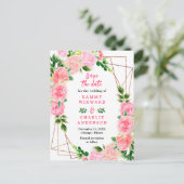 Blumenrosa-Hochzeiten speichern das Datum Postkarte (Stehend Vorderseite)