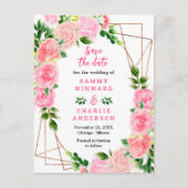 Blumenrosa-Hochzeiten speichern das Datum Postkarte (Vorderseite)