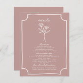 Blumenrosa-Hochzeitsdetails Begleitkarte (Vorne/Hinten)
