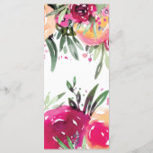 Blumenrosa Hochzeitsmenü für Wasserfarben Menükarte (Rückseite)