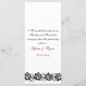 Blumenrosa Hochzeitsmenü Menükarte (Rückseite)