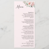 Blumenrosa Hochzeitsmenü Menükarte (Vorderseite)