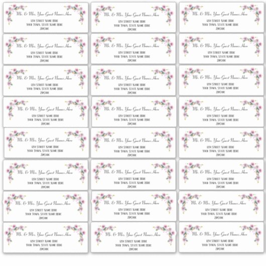 Blumenrosa Hochzeitsplatten Aufkleber (Vorderseite)