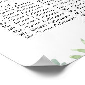 Blumenrosa Hochzeitstabelle für Wasserfarben Poster (Ecke)