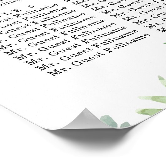 Blumenrosa Hochzeitstabelle für Wasserfarben Poster (Ecke)