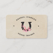 Blumenrosa Hufeisenfarm Ranch Reitlehrer Visitenkarte (Vorderseite)