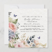 Blumenrosa Hütte Garden Bouquet Baby Girl Einladung (Vorderseite)