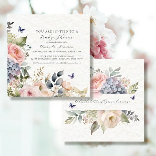 Blumenrosa Hütte Garden Bouquet Baby Girl Einladung